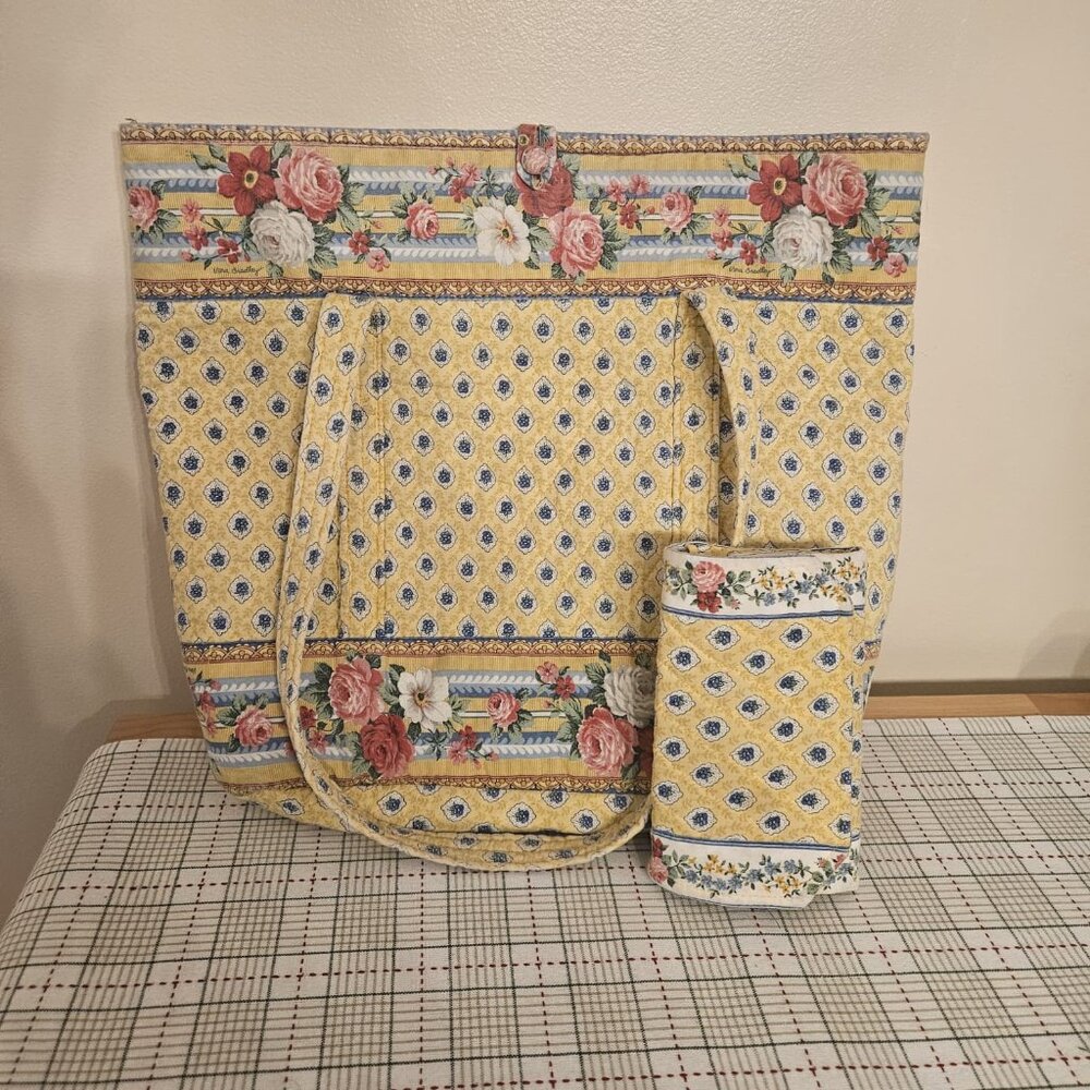 Vtg Vera Bradley Elizabeth Lg Handbag & Fold Wallet Retired Y2K Laptop Bag Purse